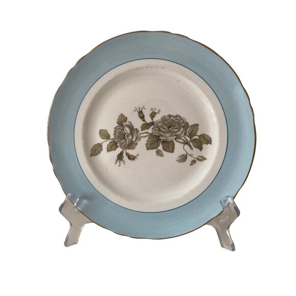 Crown Staffordshire Salad Plate Gray Blossoms Blue Replacement Vintage - Picture 1 of 8